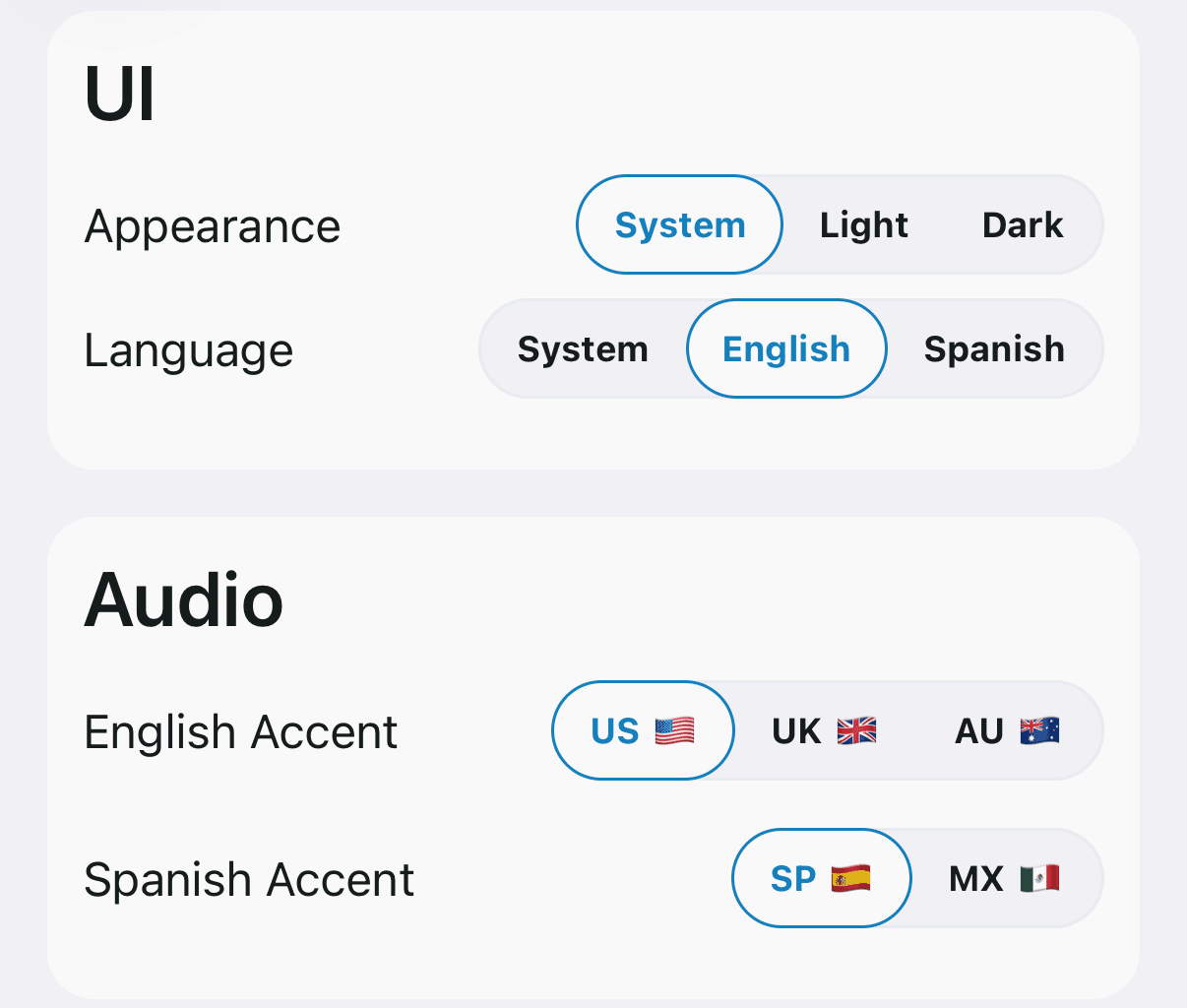 Collection language selector